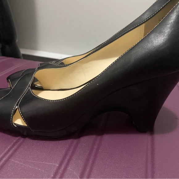 Open-Toe Leather Wedges - Picture 2 of 5